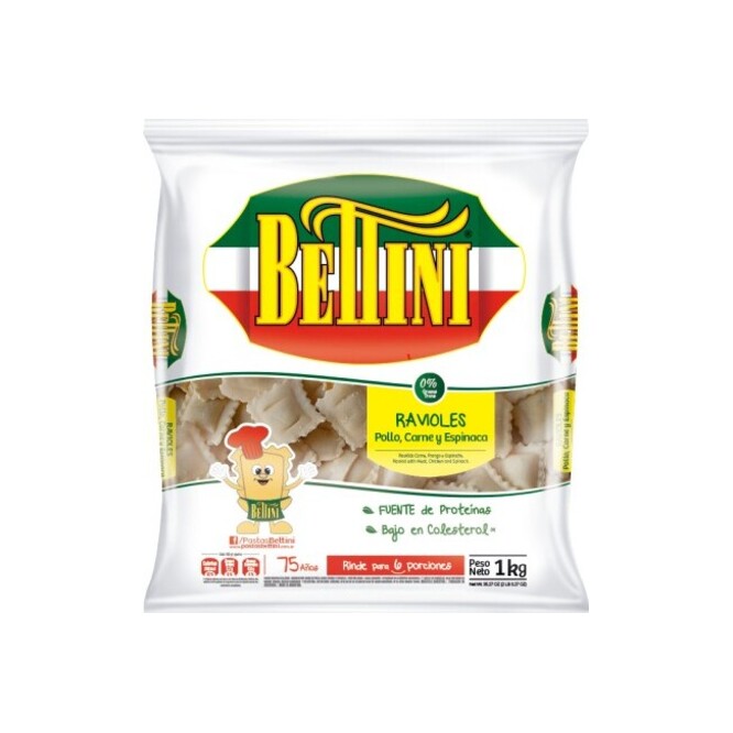 Ravioles de Pollo, Carne y Espinaca Bettini 1 kilo