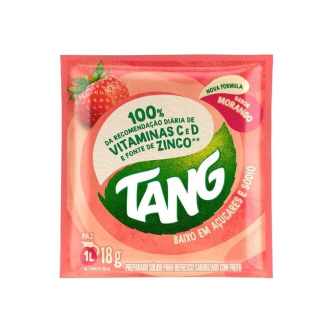 Jugo en polvo sabor frutilla para 1 litro Tang 18 gramos