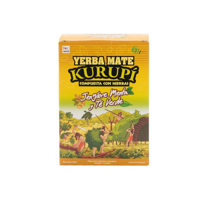 Yerba mate compuesta con jengibre menta y té verde Kurupi 250 gramos