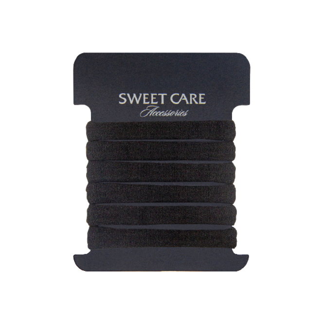 Goma gruesa para cabello color negro paquete Sweet Care 6 unidades