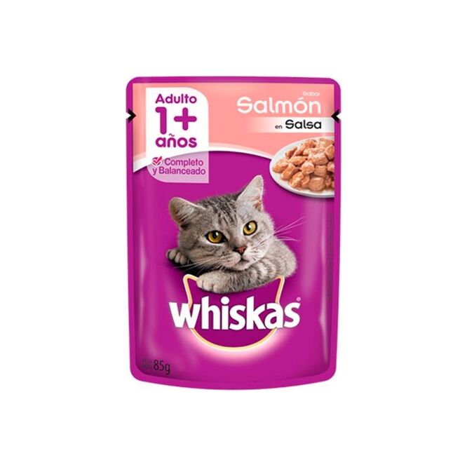 Alimento para gato sabor salmón en sachet Whiskas 85 gramos
