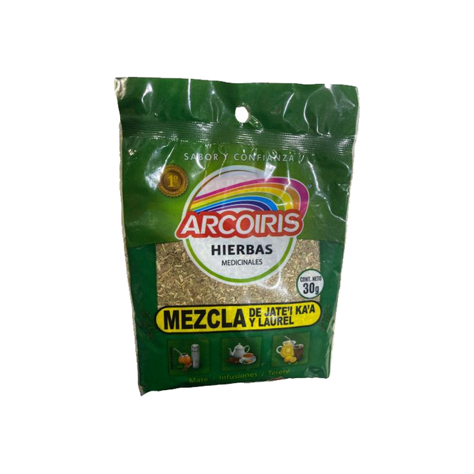 Mezcla de hierbas jate'i ka'a y laurel paquete Arcoíris 30 gramos