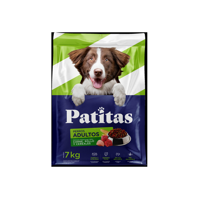 Alimento para perros adultos sabor carne y pollo Patitas 7 kilos
