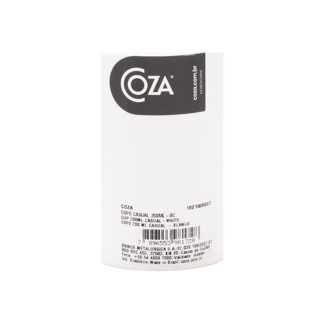 VASO CONICO CASUAL BLANCO COZA 200 ML