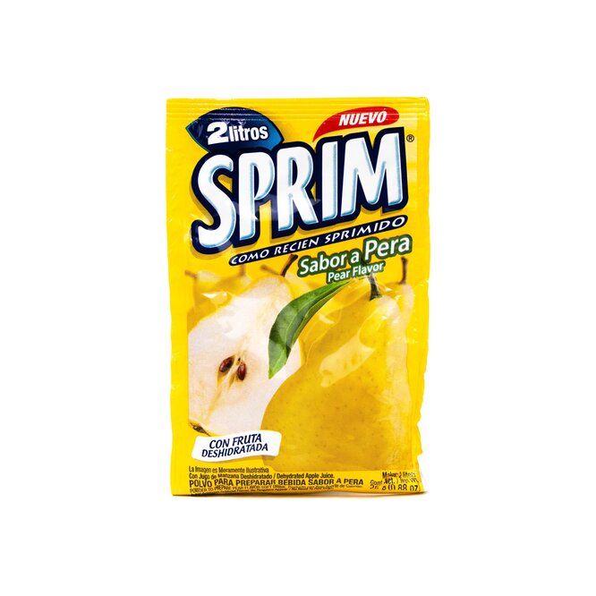 Jugo en polvo sabor pera en sobre Sprim 25 gramos