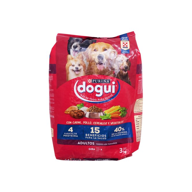 Alimento para Perro Adulto Sabor Carne, Pollo, Cereales y Vegetales Dogui 3 kilos