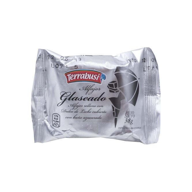Alfajor glaseado relleno con dulce de leche Terrabusi 38 gramos