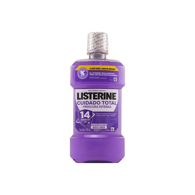 Enjuague bucal cuidado total botella Listerine 500 ml