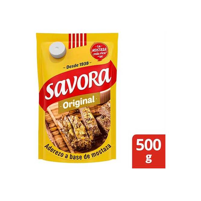 Mostaza original en doy pack Savora 500 gramos