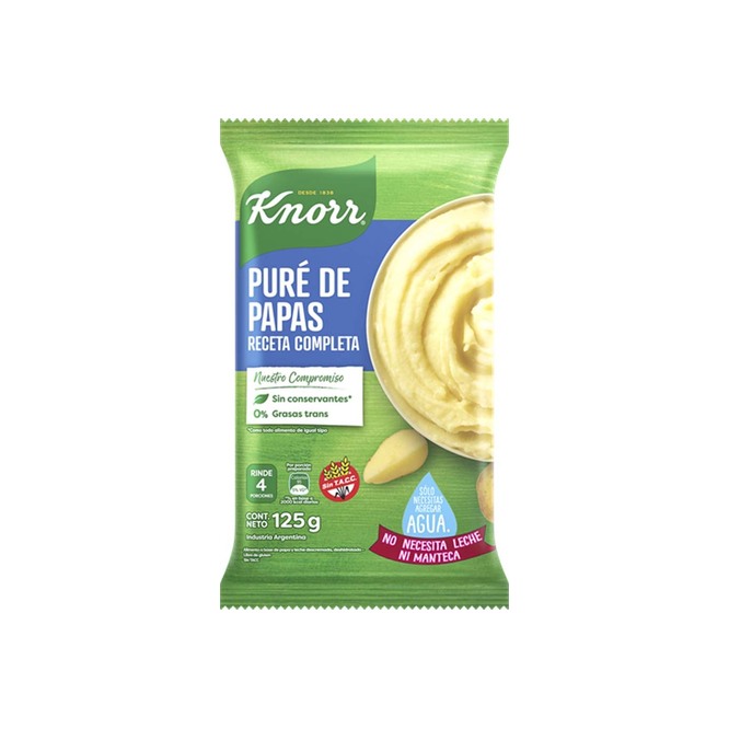 Puré Papas Receta Completa Lista en sobre Knorr 125 gramos
