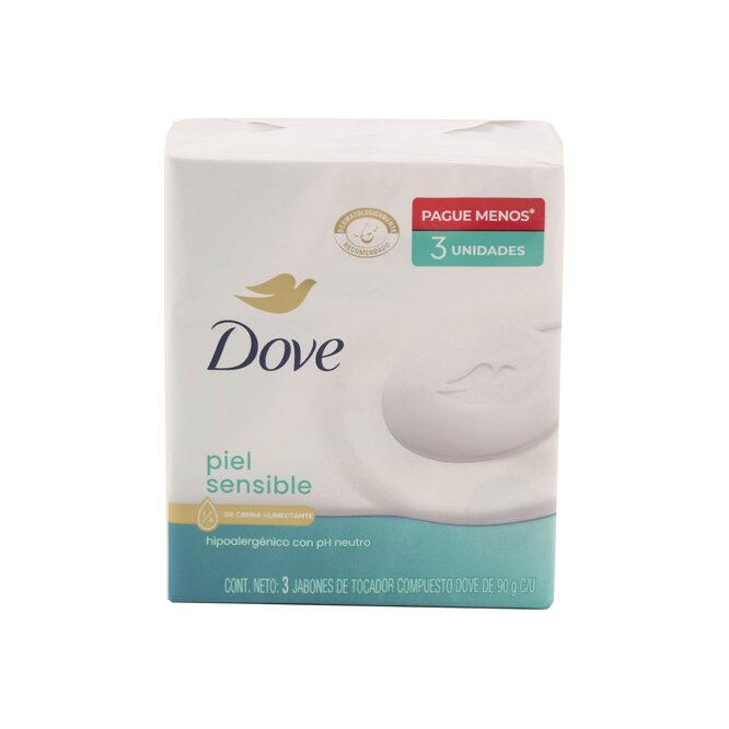 Jabón Piel Sensible 90 gramos en Pack Dove 3 unidades