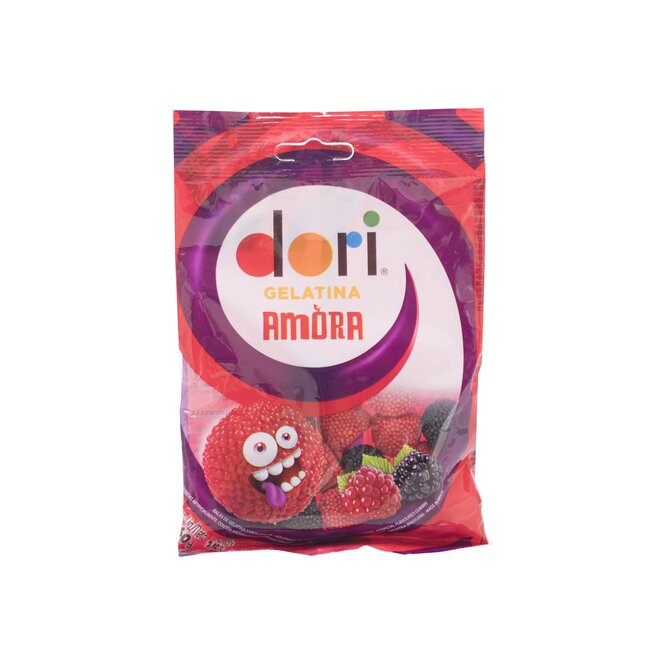 Gomas doripop de gelatina sabor mora paquete Dori 60 gramos
