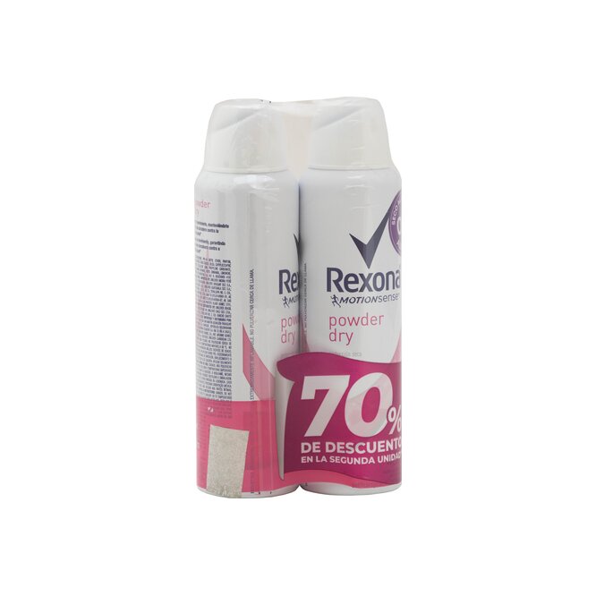Desodorante Powder dry 2 unidades en serosol Rexona 150 ml