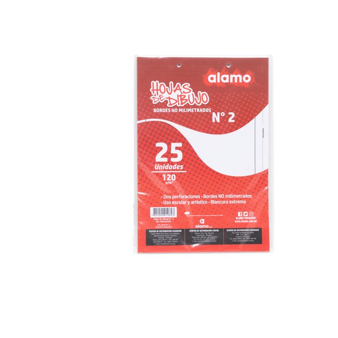 HOJA P/DIBUJO 25 HOJAS N2 BORDES NO MILI