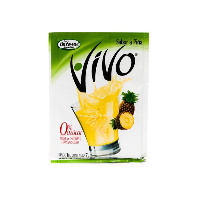 Jugos en polvo sabor piña para 1 litro en sobre Vivo 8 gramos