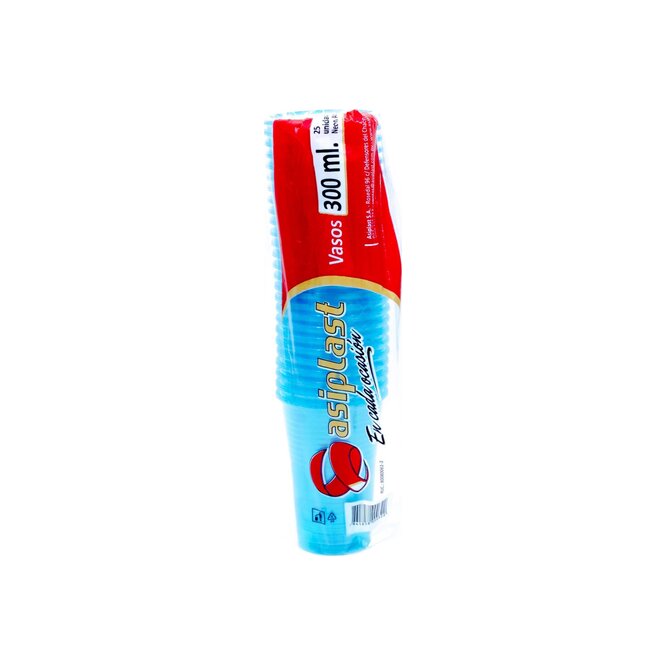 Vaso azul neón 25 unidades Asiplast 300 ml