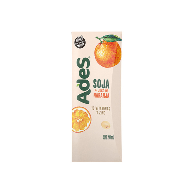 Jugo de soja sabor naranja tetra Ades 1 litro