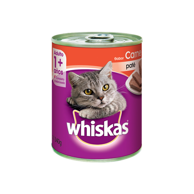 Alimento para gato sabor carne en lata Whiskas 340 gramos
