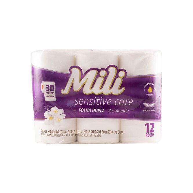 Papel Higiénico Dual Doble Hoja 30 metros Mili 12 unidades
