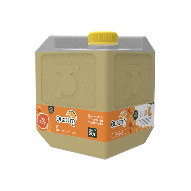 JUGO CONC QUATTRO  B NARANJ 5LT