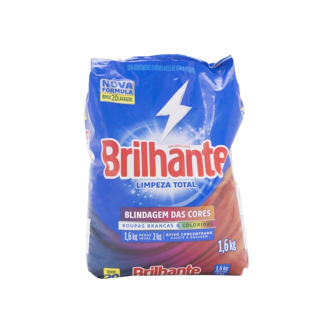 Jabón en polvo Limpieza total protección de colores en bolsa Brilhante 1,6 kilos