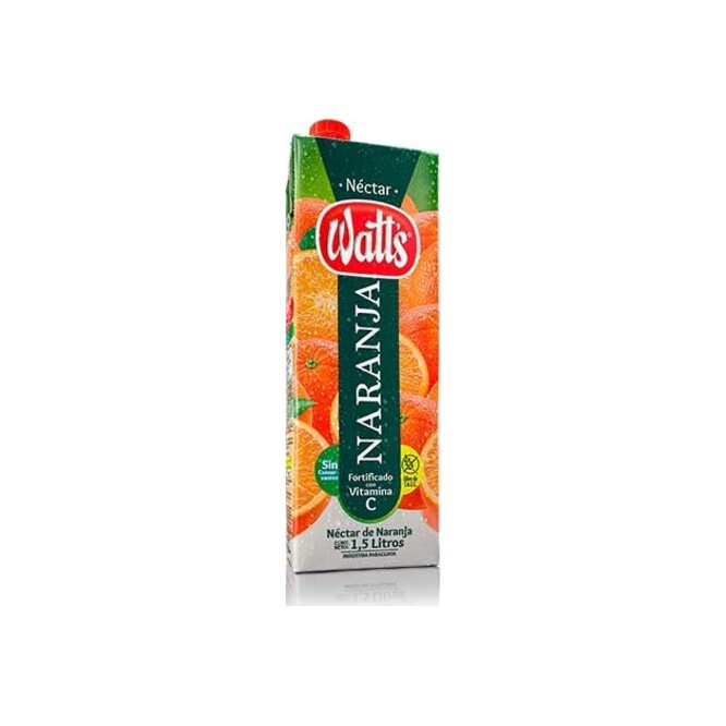 Jugo néctar sabor naranja tetra Watts 1,5 litros
