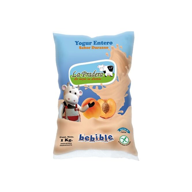 Yoghurt entero de durazno sachet La Pradera 1 litro