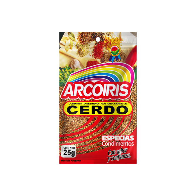 Condimento para carne de cerdo paquete Arcoíris 25 gramos