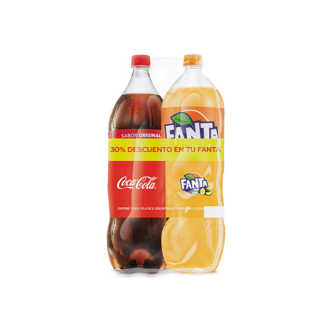 Gaseosa Coca-Cola y Fanta piña pack 2 unidades Coca Cola 2 litros