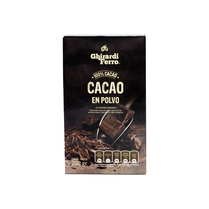 Cacao en Polvo al 50% Ghirardi Ferro 200 gramos