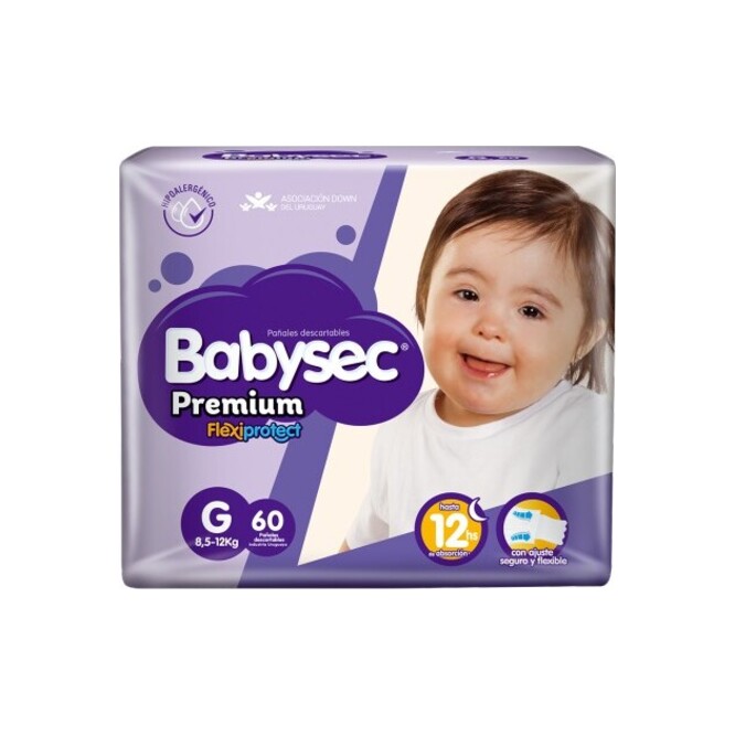Pañales premium desechables g Babysec 60 unidades