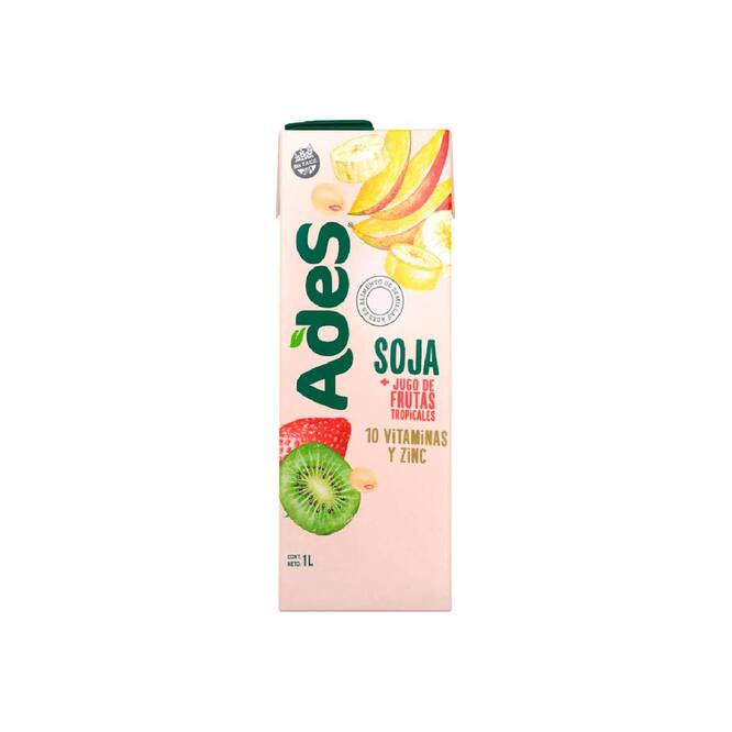 Jugo de soja sabor frutos tropicales tetra Ades 1 litro