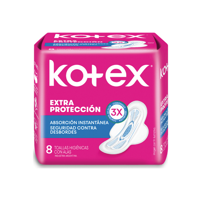 Toallas Femeninas Normal con Alas Extra Suave Kotex 8 unidades