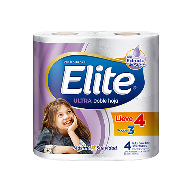 Papel higiénico ultra doble de 30 metros Elite 4 unidades