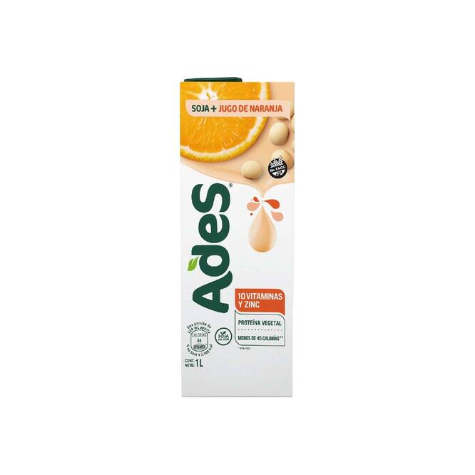 Jugo de soja sabor naranja tetra Ades 1 litro