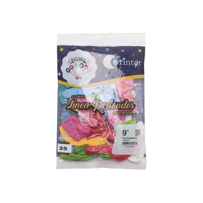 Globos N° 9 Feliz Cumpleaños Corinter 25 unidades