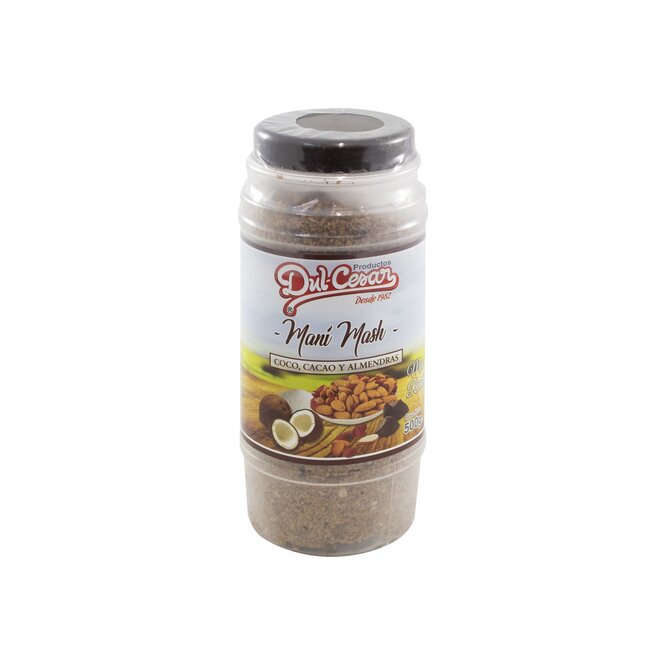 Maní molido sabor coco cacao y almendras frasco Dulcesar 500 gramos