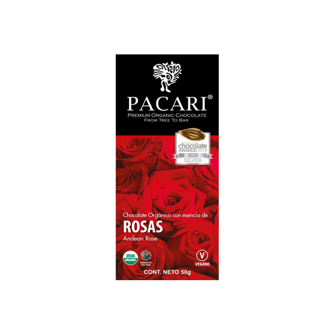 CHOCOLATE E/BARRA ORG ROSAS 50GR PACARI
