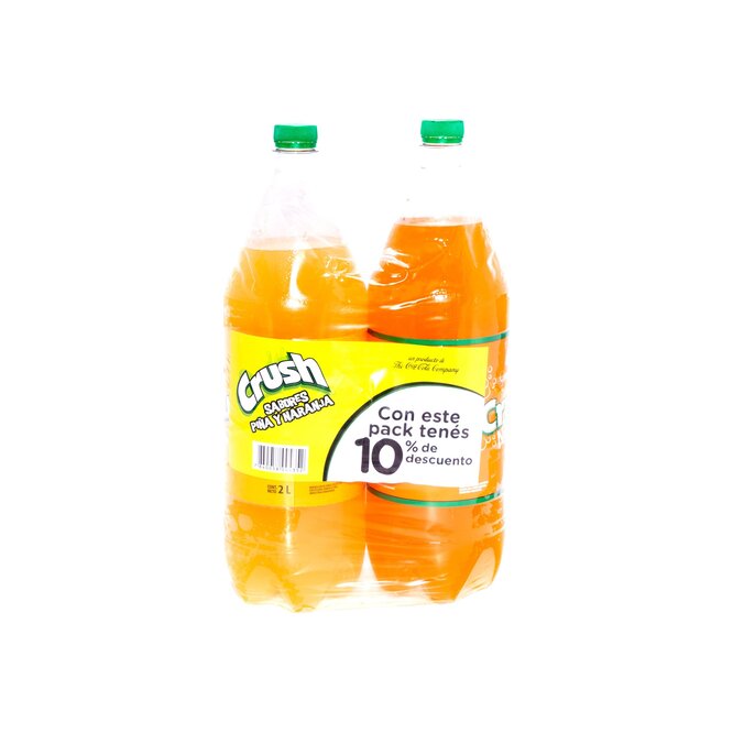 Gaseosa sabor piña sabor naranja pack 2 unidades Crush 2 litros