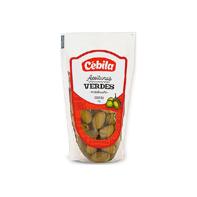 Aceituna Verde en salmuera en frasco Cebila 180 gramos