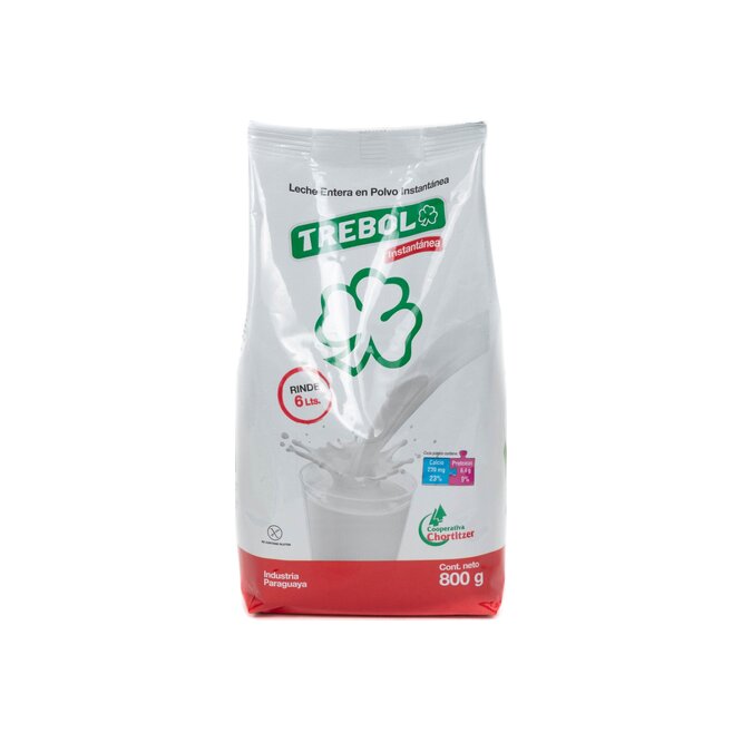 Leche en polvo entera bolsa Trébol 800 gramos