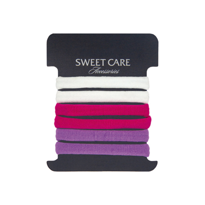 Gomas para cabello gruesa tonos rosa paquete Sweet Care 6 unidades