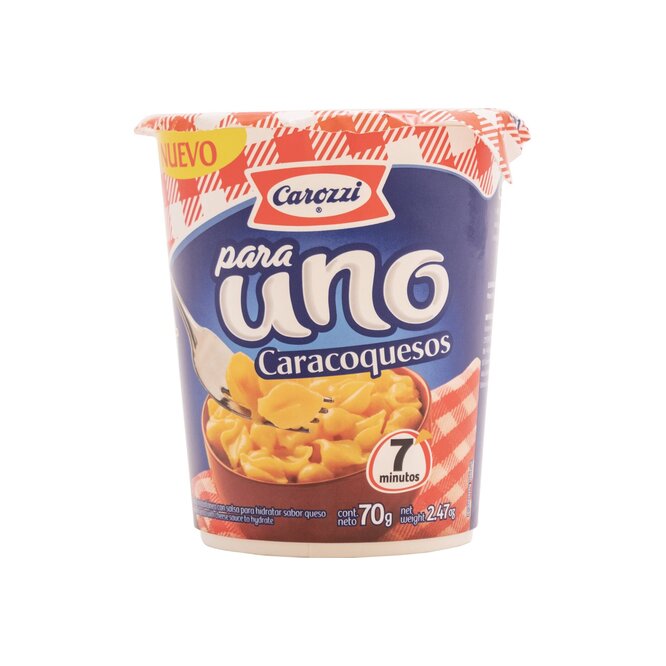 Fideos Instantáneo Caracoquesos en pote Carozzi 70 gramos