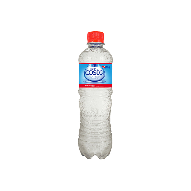 Agua mineral con gas botella De la costa 500 ml