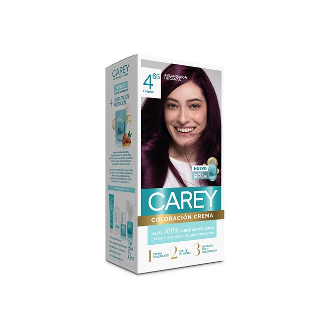 Kit coloración crema castaño rojo caoba N° 4,65 Carey 1 unidad