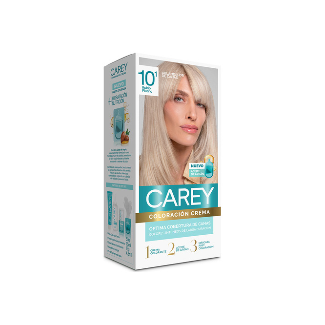 Kit coloración crema rubio platino N° 10,1 Carey 1 unidad