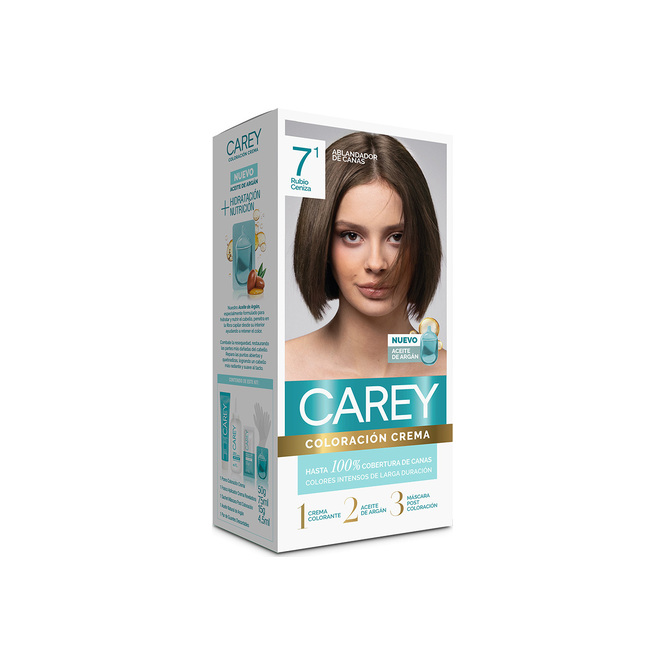 Kit coloración crema rubio ceniza N° 7,1 Carey 1 unidad