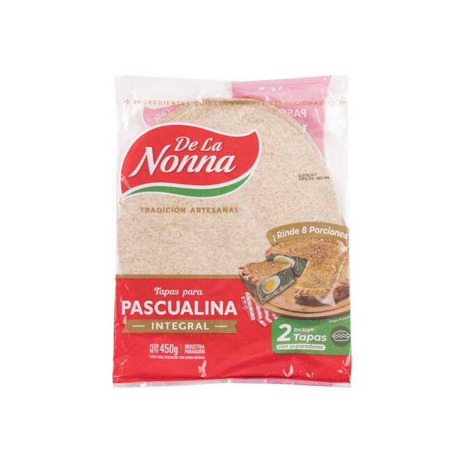 Tapas para pascualina integral paquete La Nonna 450 gramos