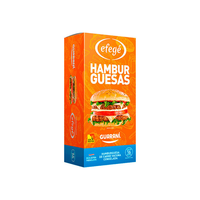 Hamburguesa carne vacuna paquete Guaraní 16 unidades