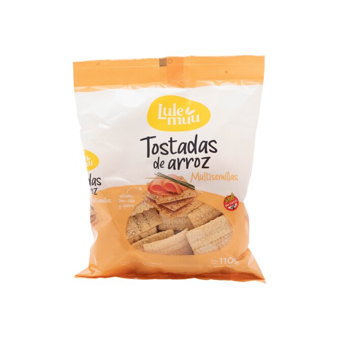 Tostadas de arroz multisemillas en paquete Lulemuu 110 gramos